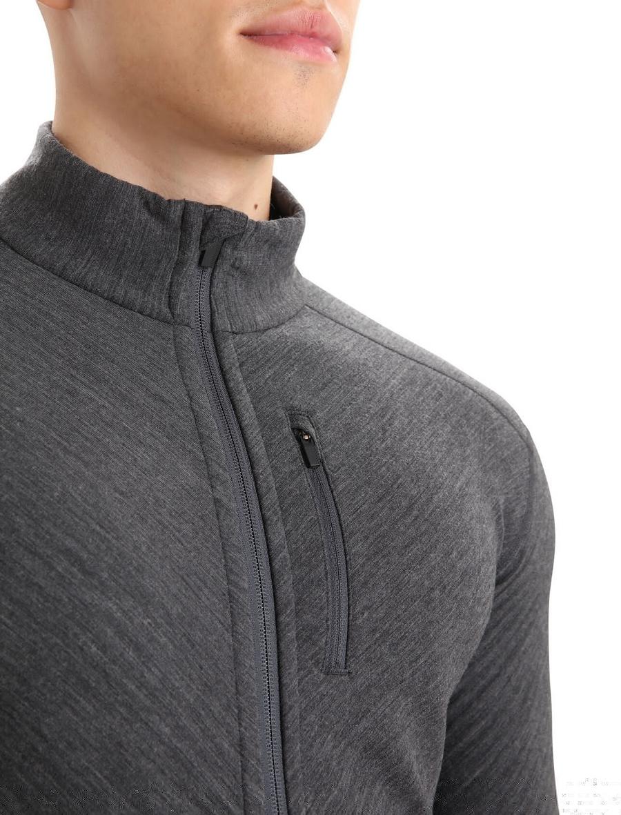 Icebreaker RealFleece™ Merino Descender Long Sleeve Zip Férfi Kabát Fekete | HU 1243XYUF